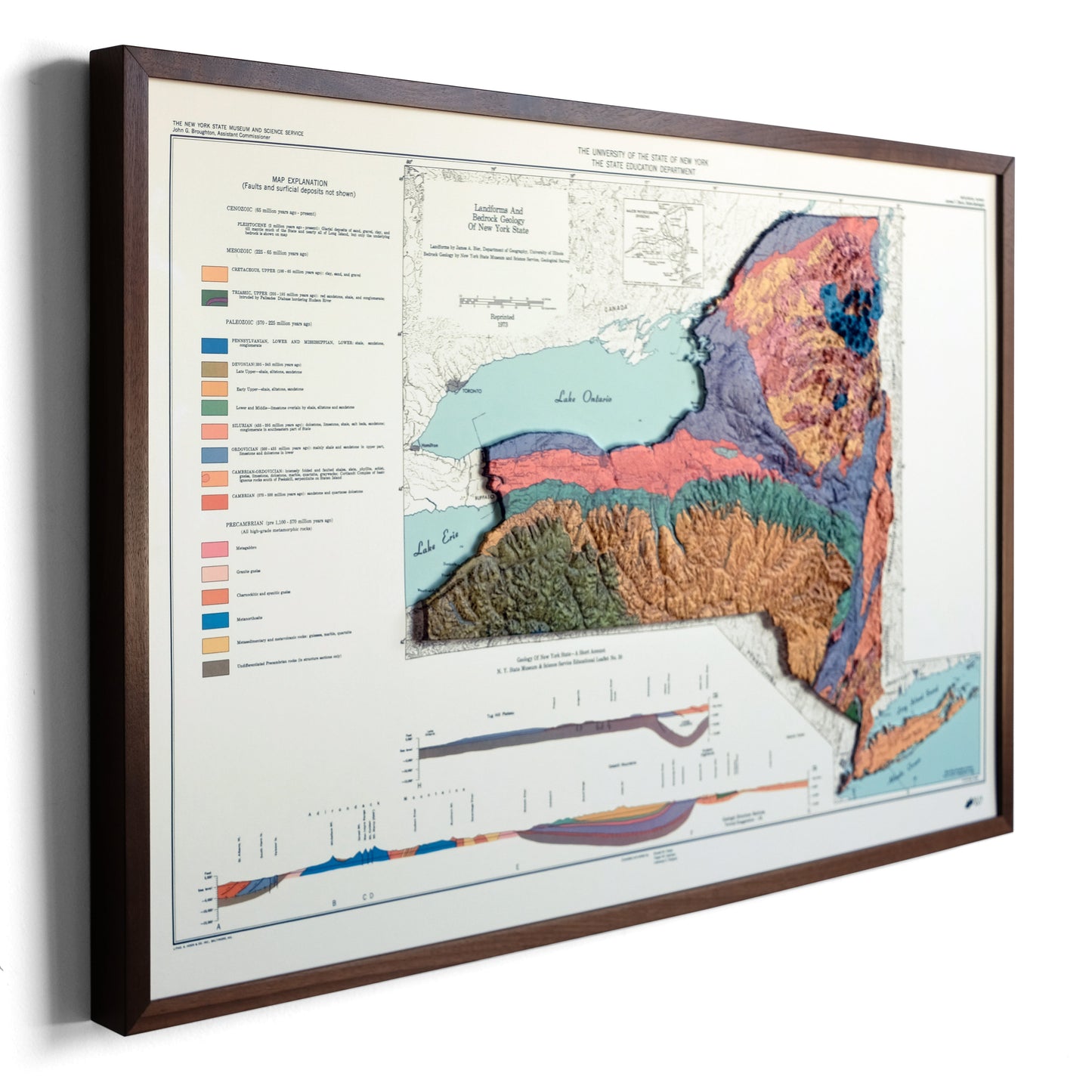 New York 1973 3D Raised Relief Map