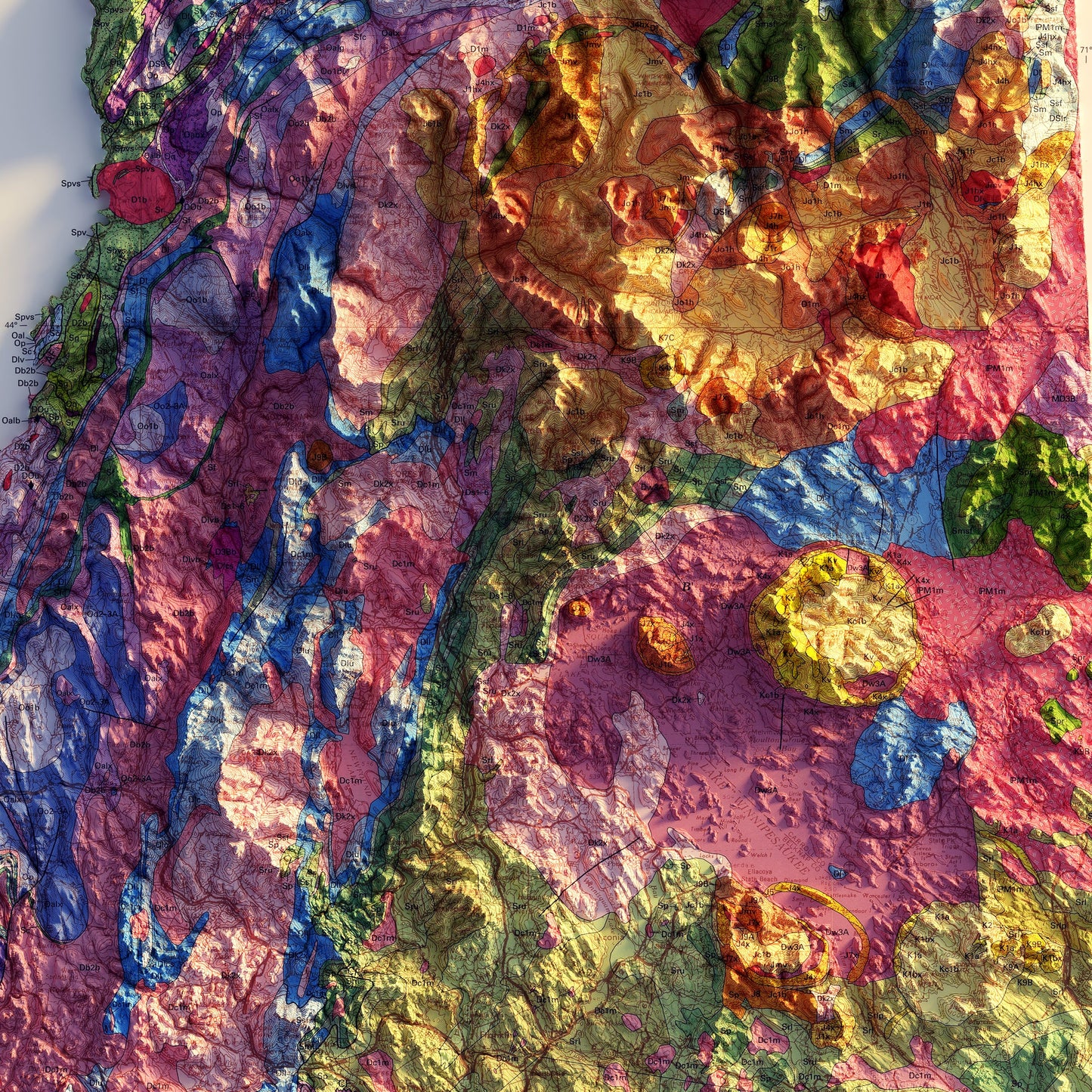 New Hampshire 1997 Shaded Relief Map