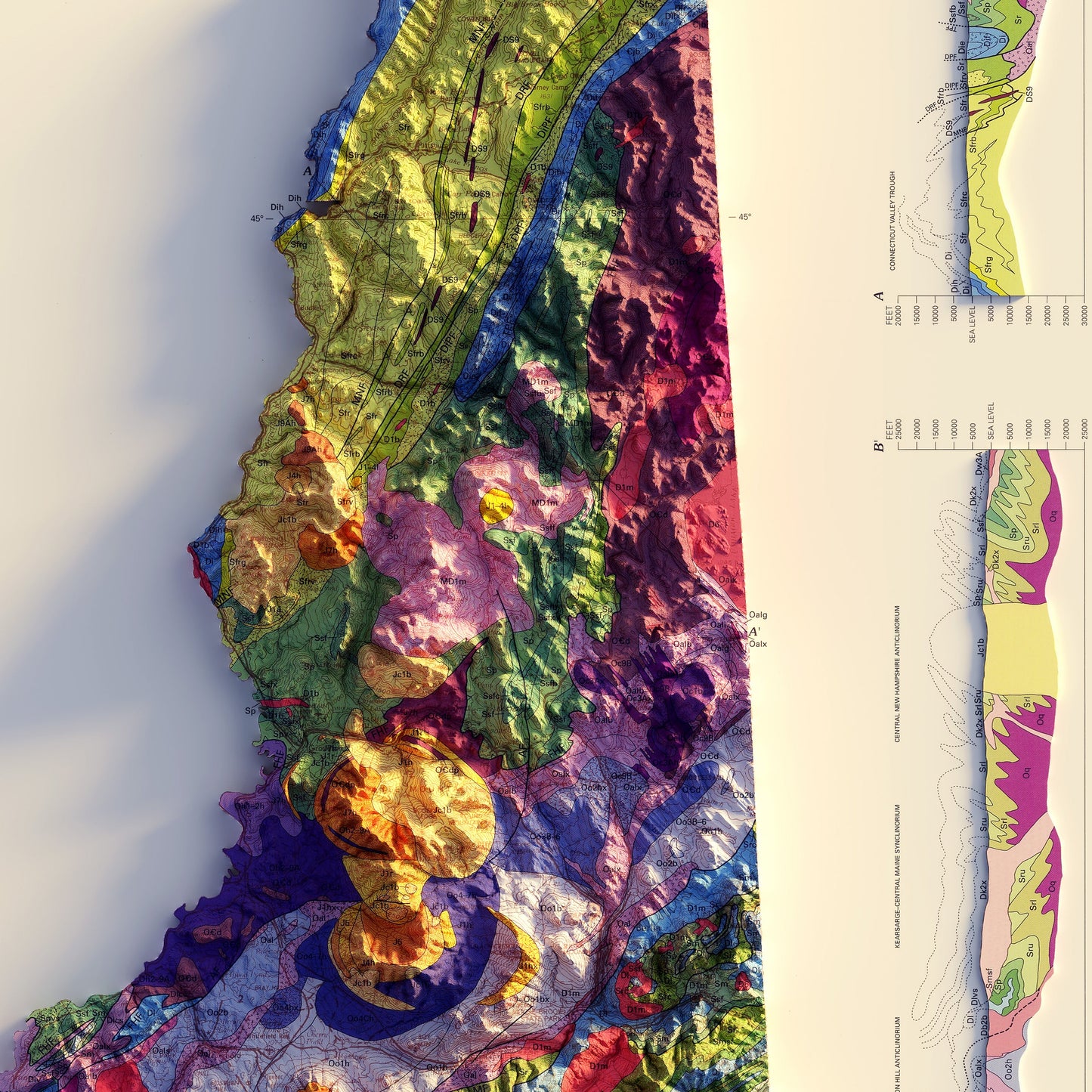 New Hampshire 1997 Shaded Relief Map