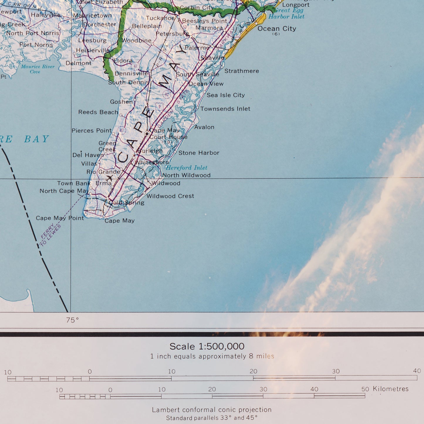 New Jersey 1974 Shaded Relief Map