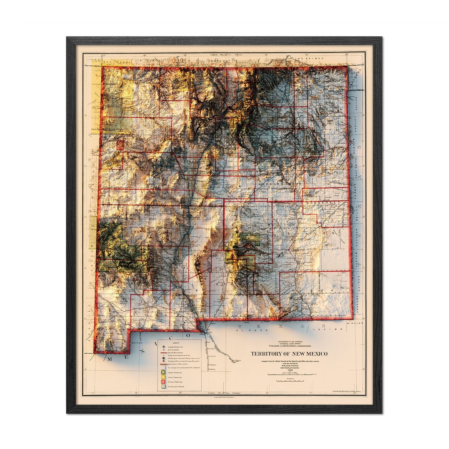 New Mexico 1903 Relief Map