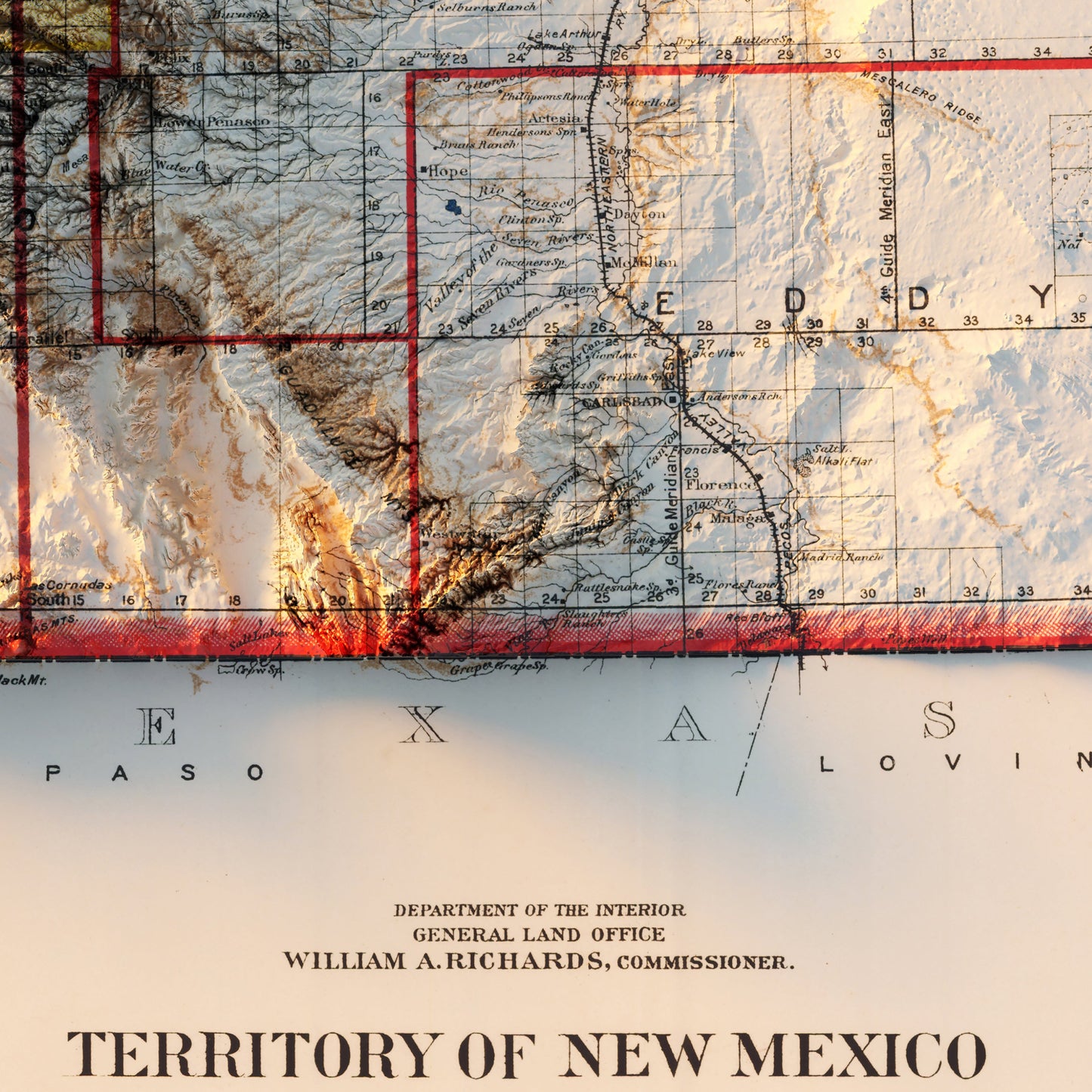 New Mexico 1903 Shaded Relief Map