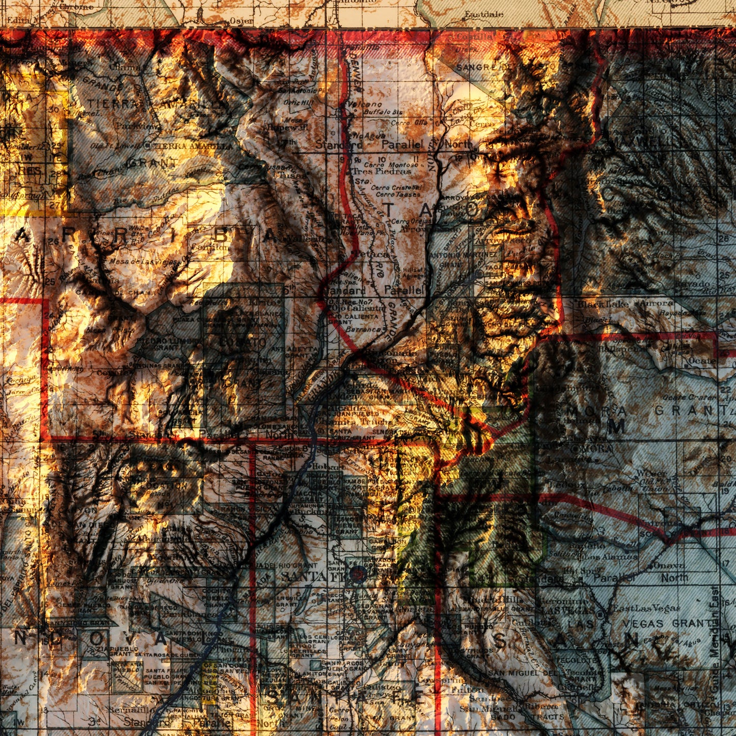 New Mexico 1903 Shaded Relief Map