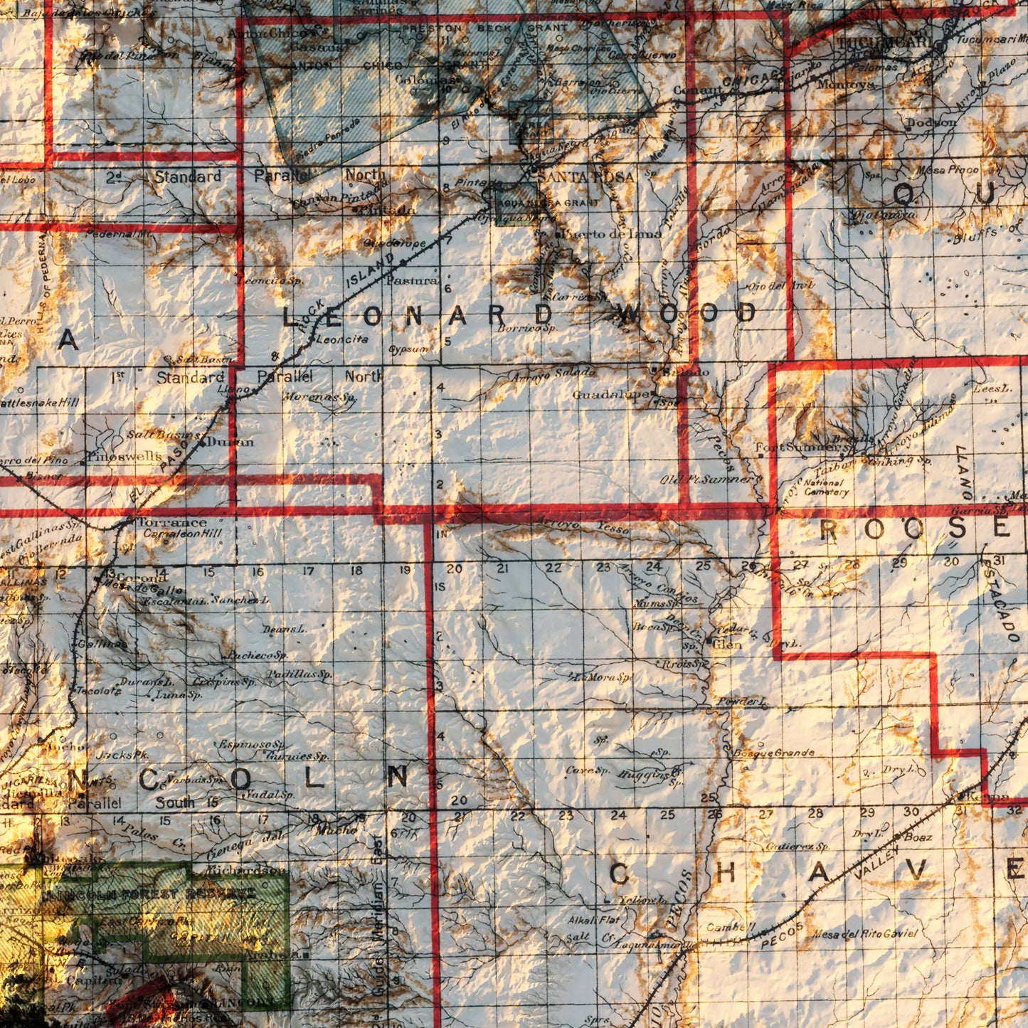 New Mexico 1903 Shaded Relief Map