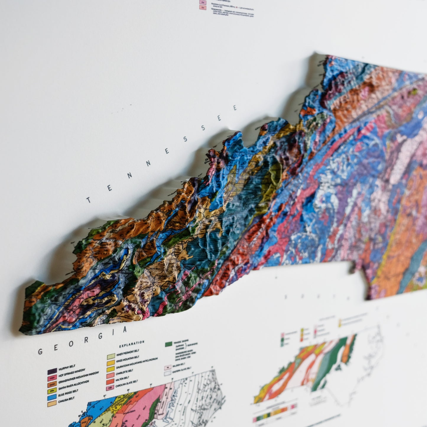 North Carolina 1985 3D Raised Relief Map