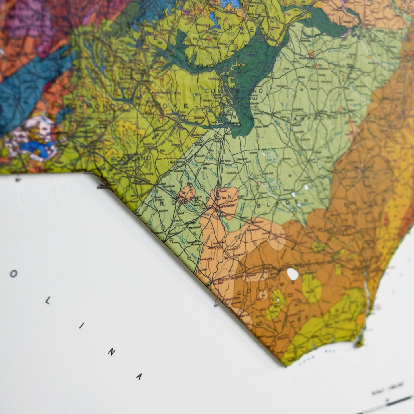 North Carolina 1985 3D Raised Relief Map