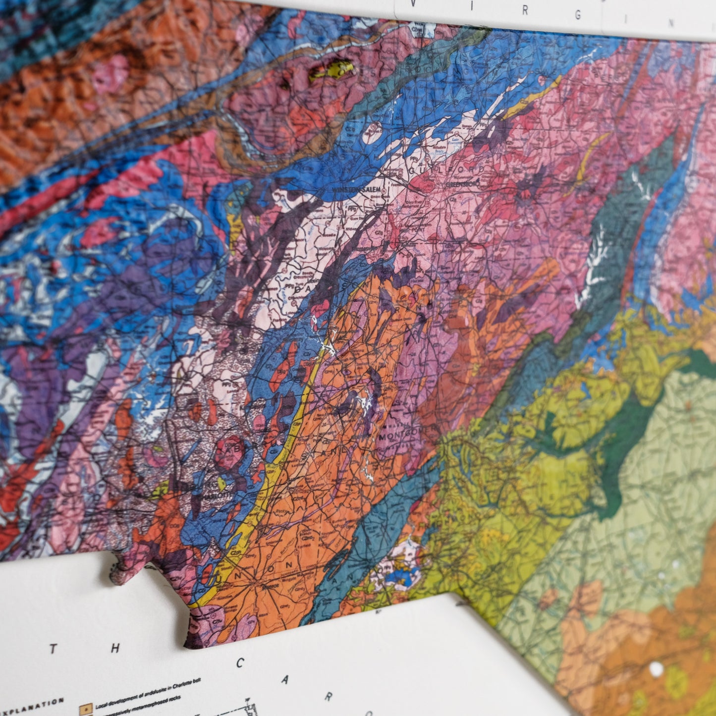 North Carolina 1985 3D Raised Relief Map