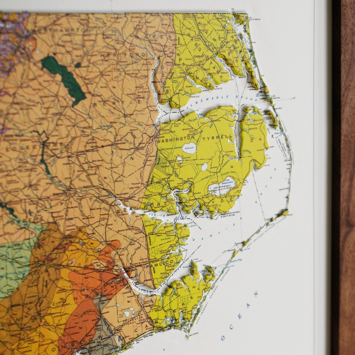 North Carolina 1985 3D Raised Relief Map