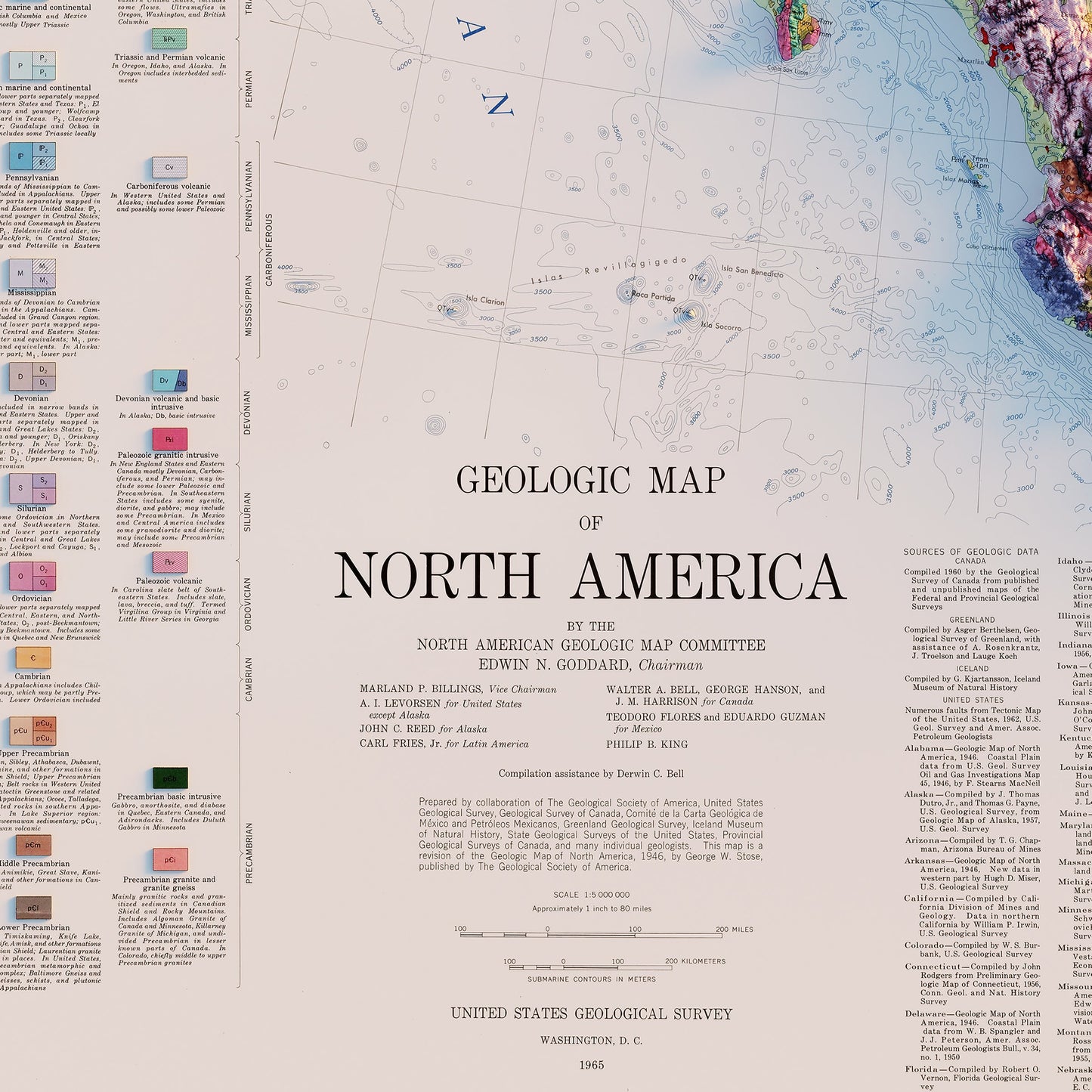 North America 1965 Shaded Relief Map