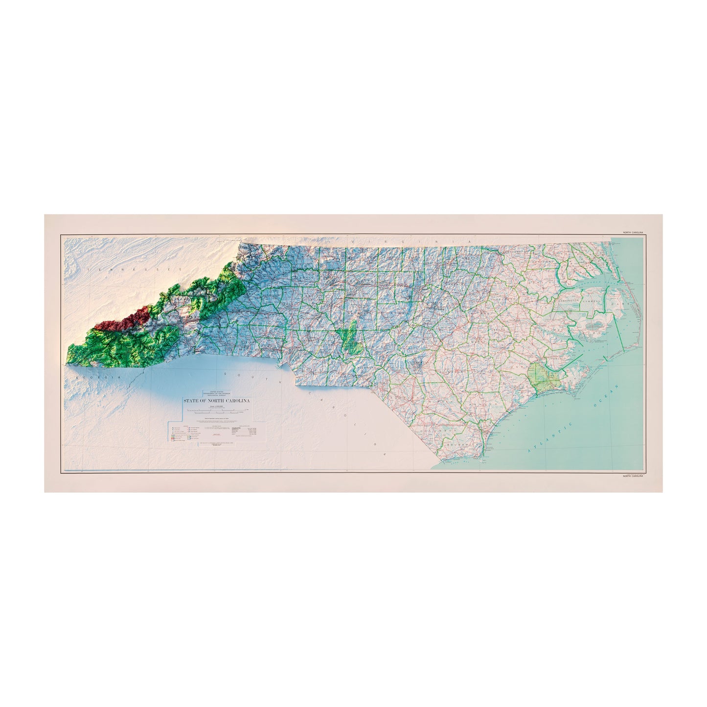 North Carolina 1972 Relief Map