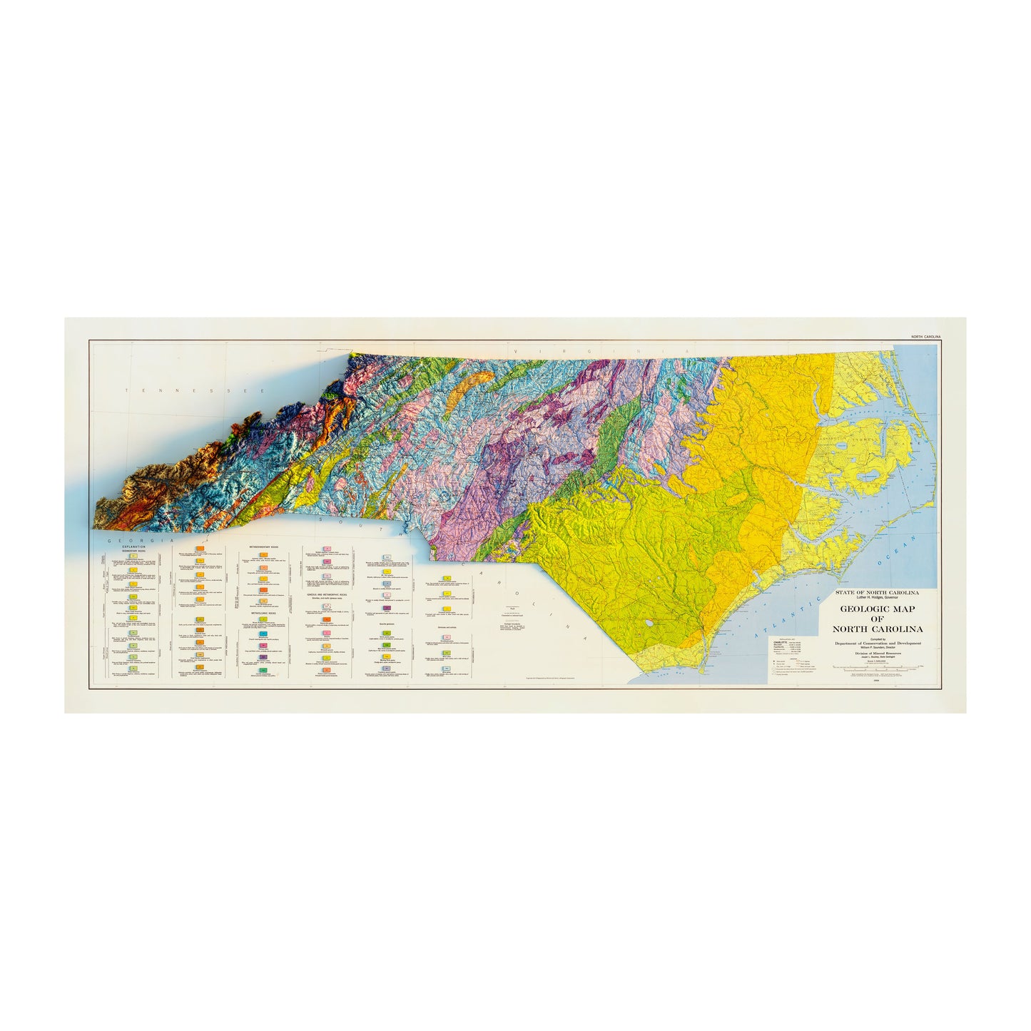 North Carolina Relief Map - 1958