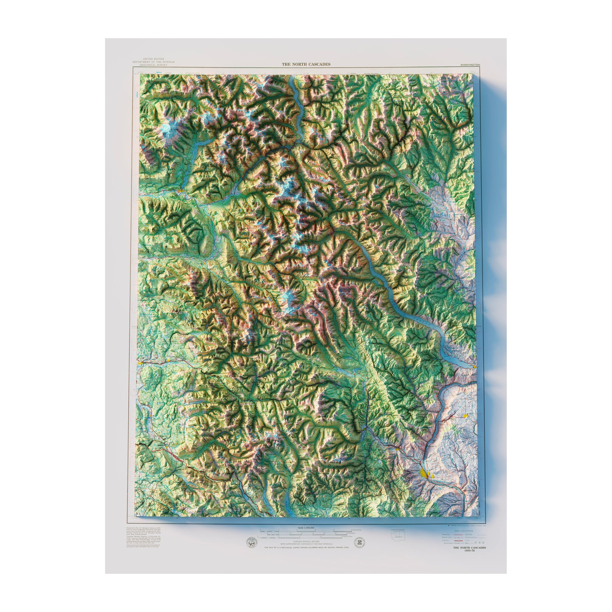 Vintage North Cascades Relief Map - 1979