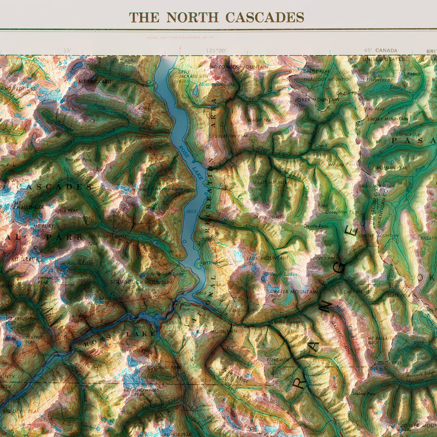 North Cascades National Park 1979 Shaded Relief Map