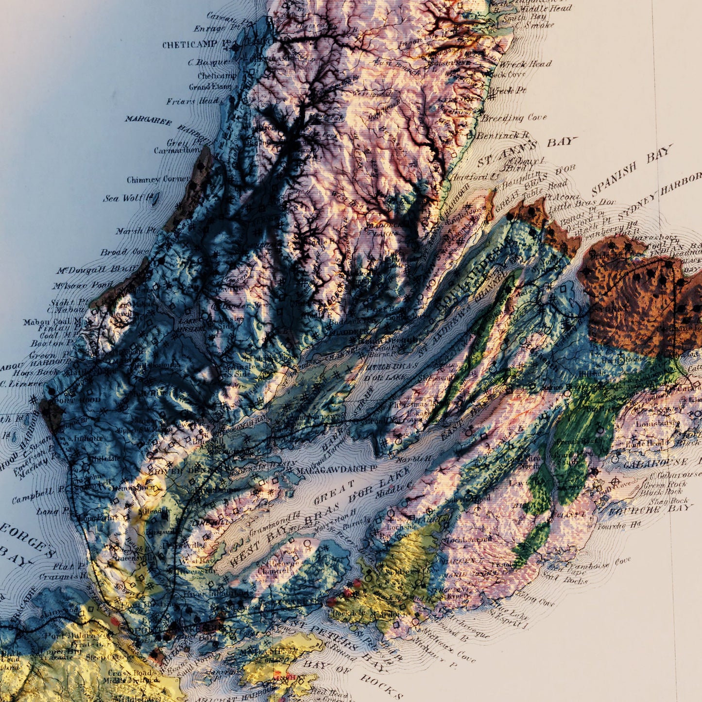 Nova Scotia 1903 Shaded Relief Map