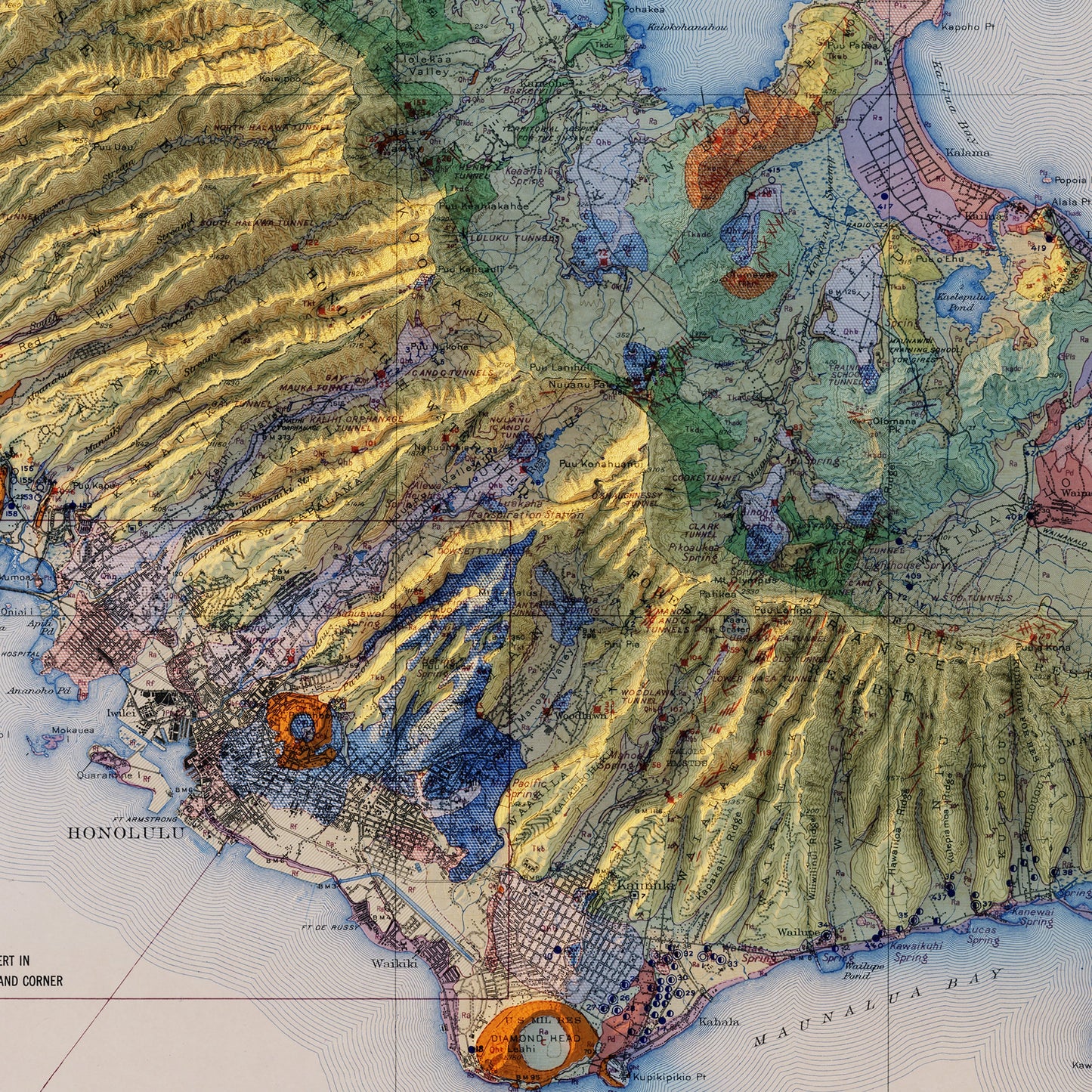 Oahu 1938 Shaded Relief Map