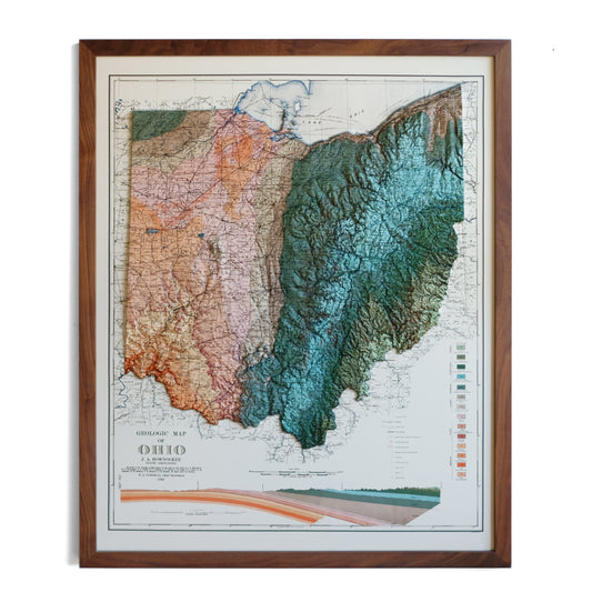 Ohio 1920 3D Raised Relief Map