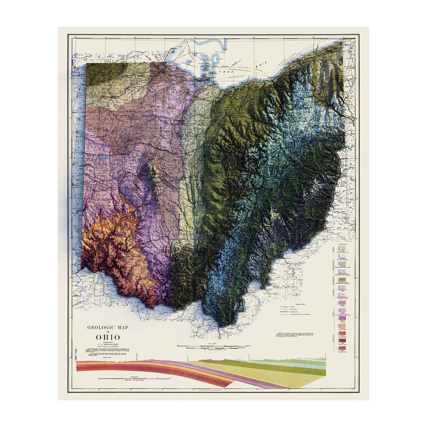 Vintage Ohio Relief Map - 1920