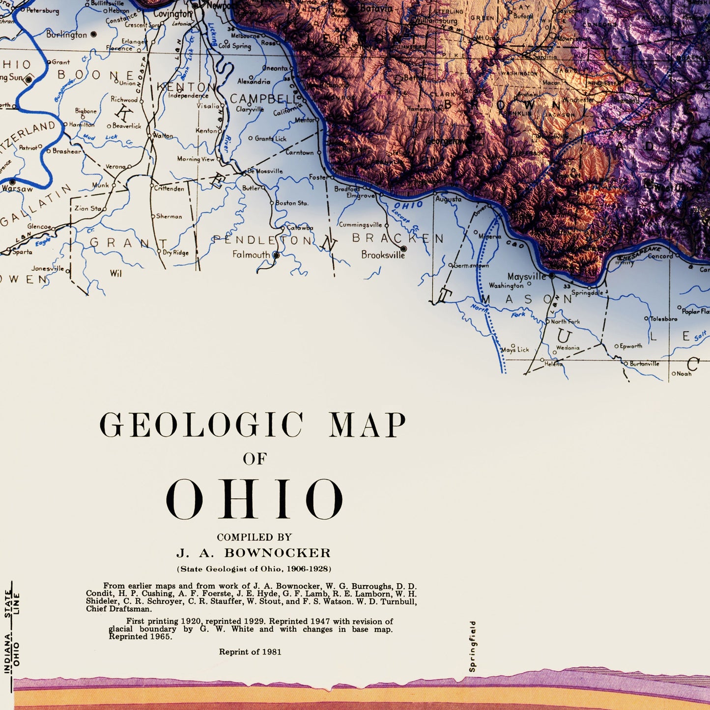 Ohio 1920 Shaded Relief Map