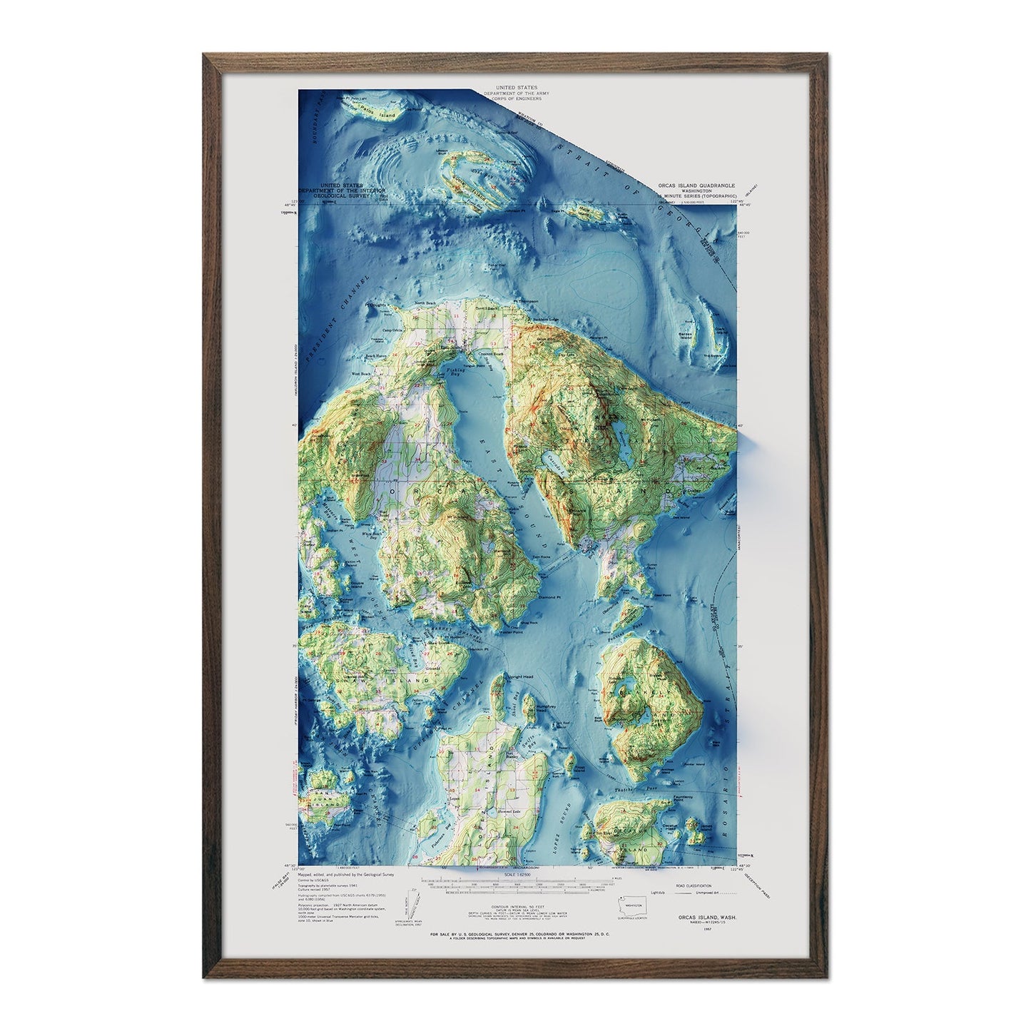 Vintage Orcas Island Relief Map - 1957