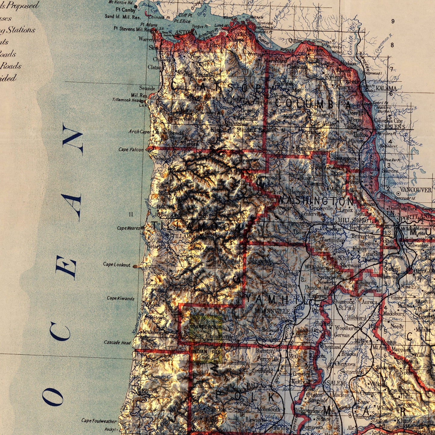 Oregon 1897 Shaded Relief Map