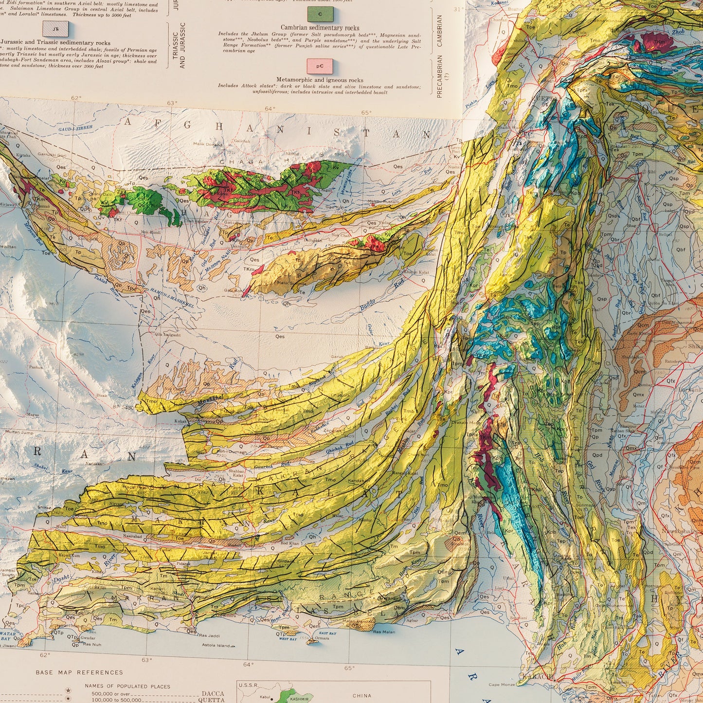 Pakistan 1964 Shaded Relief Map