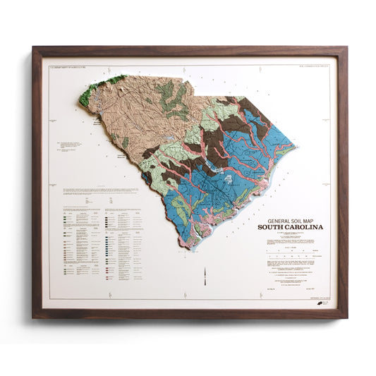 South Carolina 1979 3D Raised Relief Map