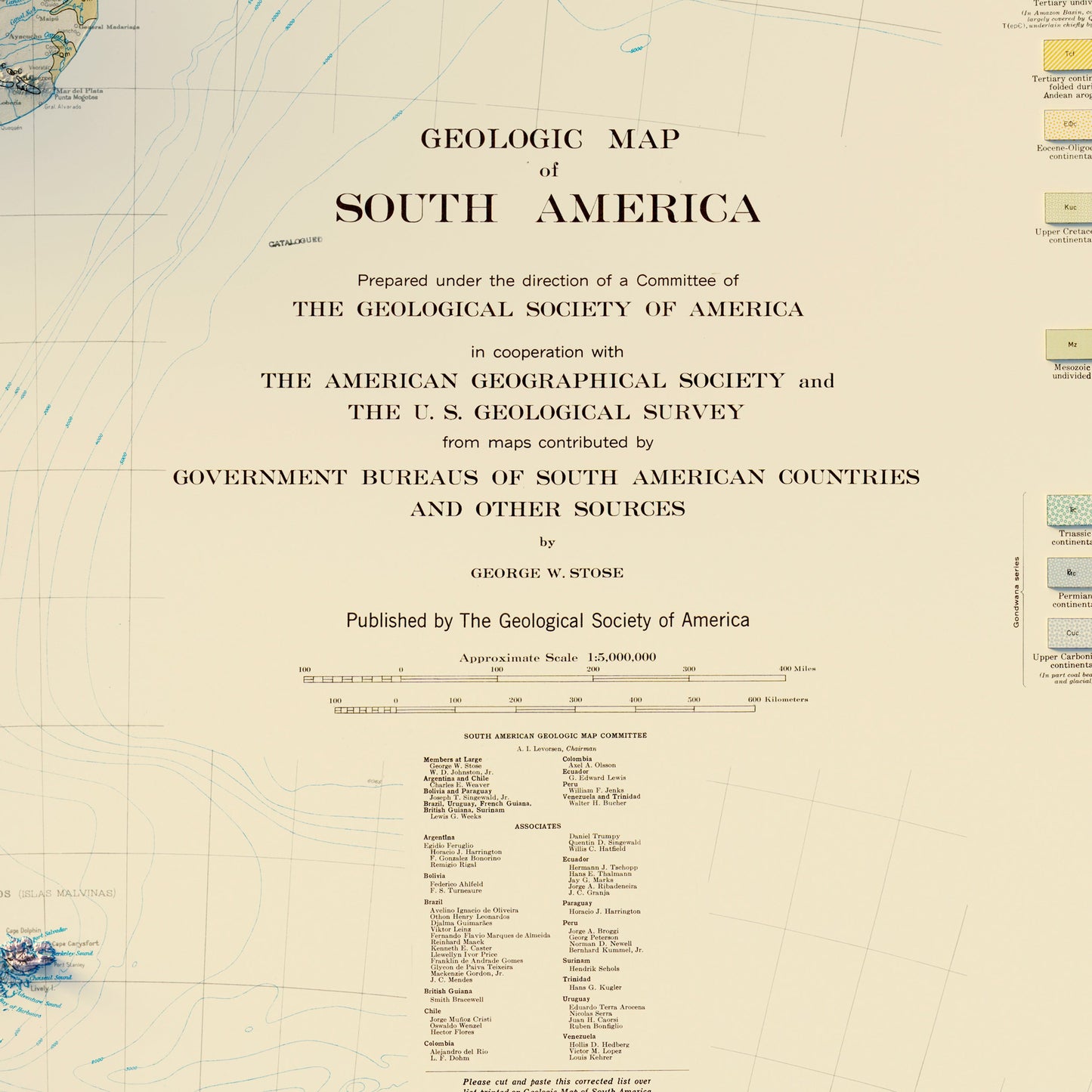 South America 1950 Shaded Relief Map