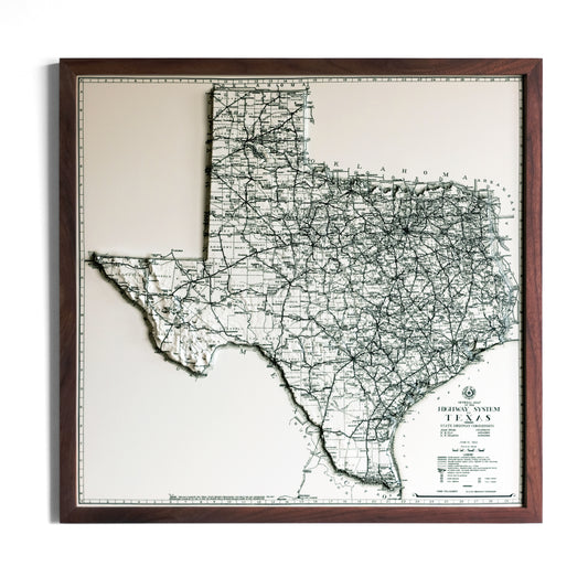 Texas 1933 3D Raised Relief Map
