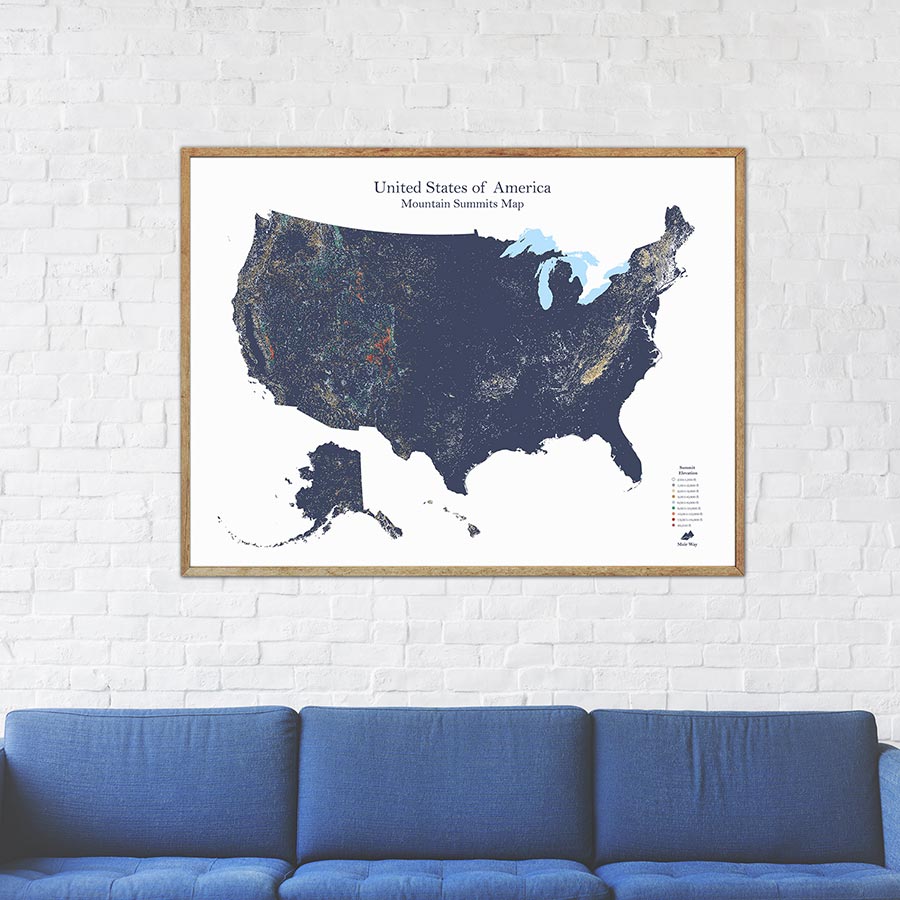 Mountain Summit Map of America