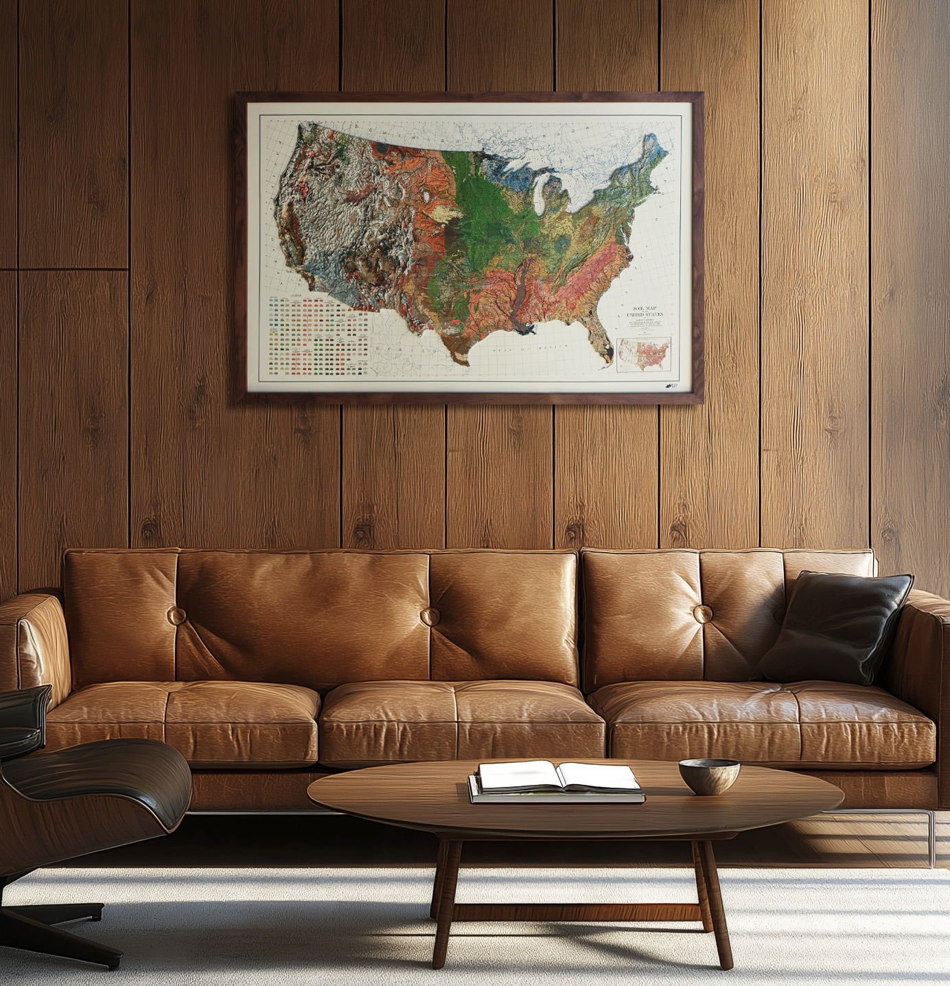 USA 1931 3D Raised Relief Map