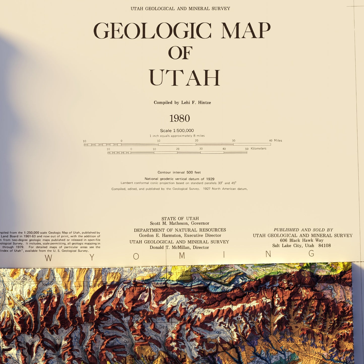 Utah 1980 Shaded Relief Map