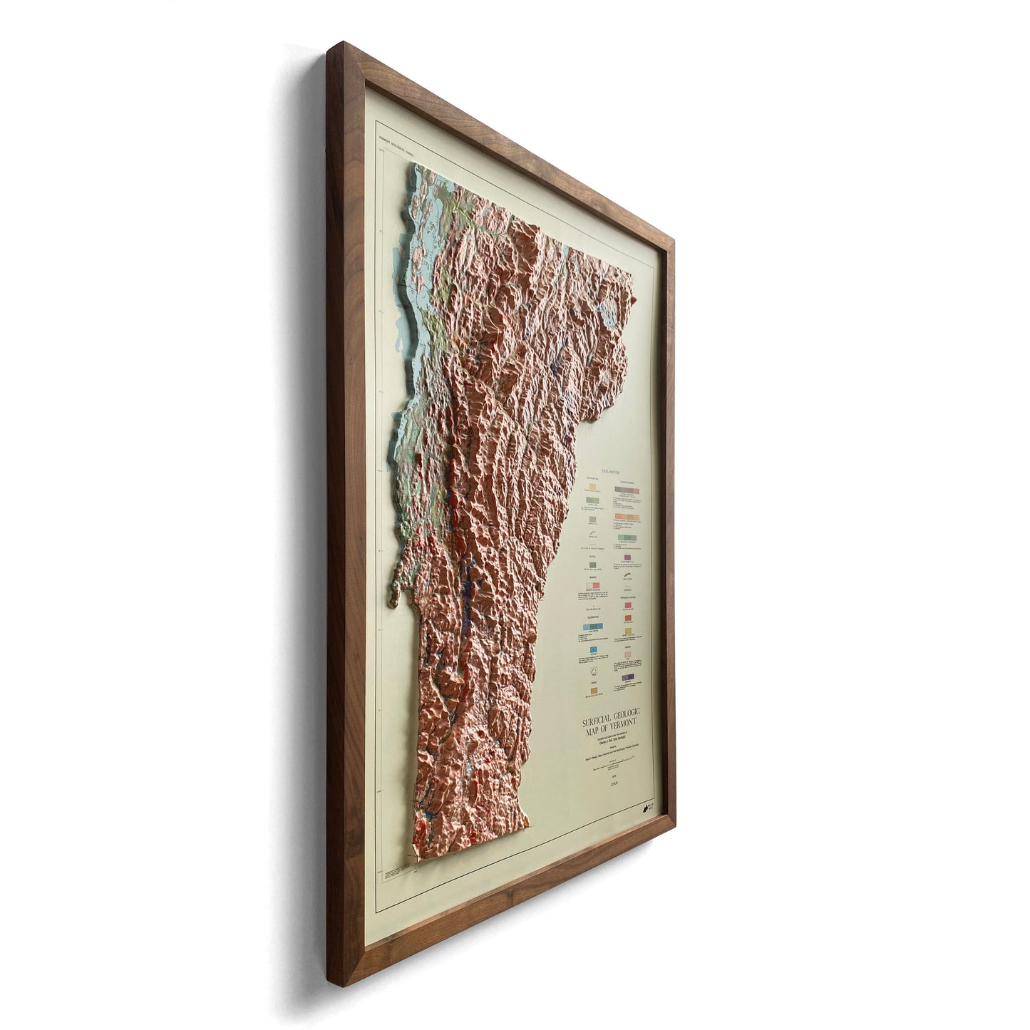 Vermont 1970 3D Raised Relief Map